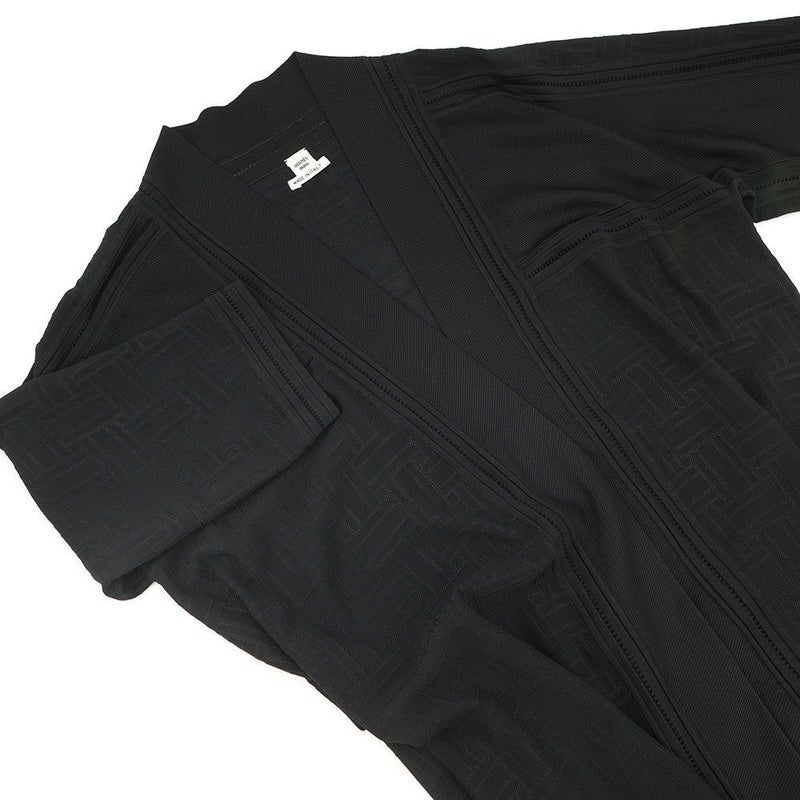 エルメス カーディガン ロングカーディガン シルク レディースサイズ34 HERMES 黒