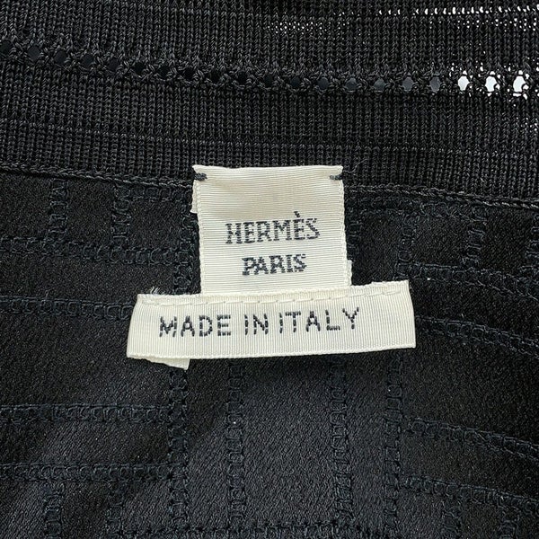 エルメス カーディガン ロングカーディガン シルク レディースサイズ34 HERMES 黒