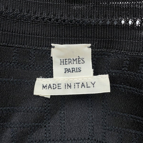 エルメス カーディガン ロングカーディガン シルク レディースサイズ34 HERMES 黒