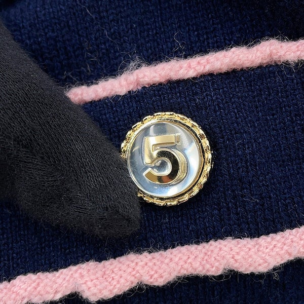 シャネル カーディガン No5ボタン ノーカラーカーディガン カシミヤ レディースサイズ36 P70793 CHANEL トップス