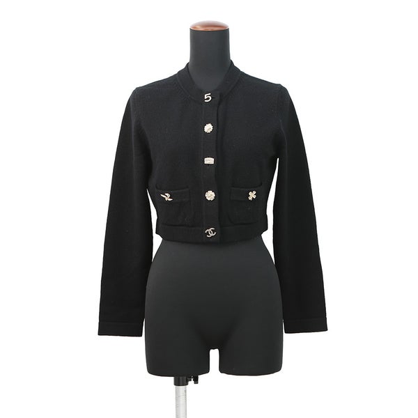 シャネル カーディガン アイコンボタン カシミヤ レディースサイズ36 P73483 CHANEL 黒 トップス