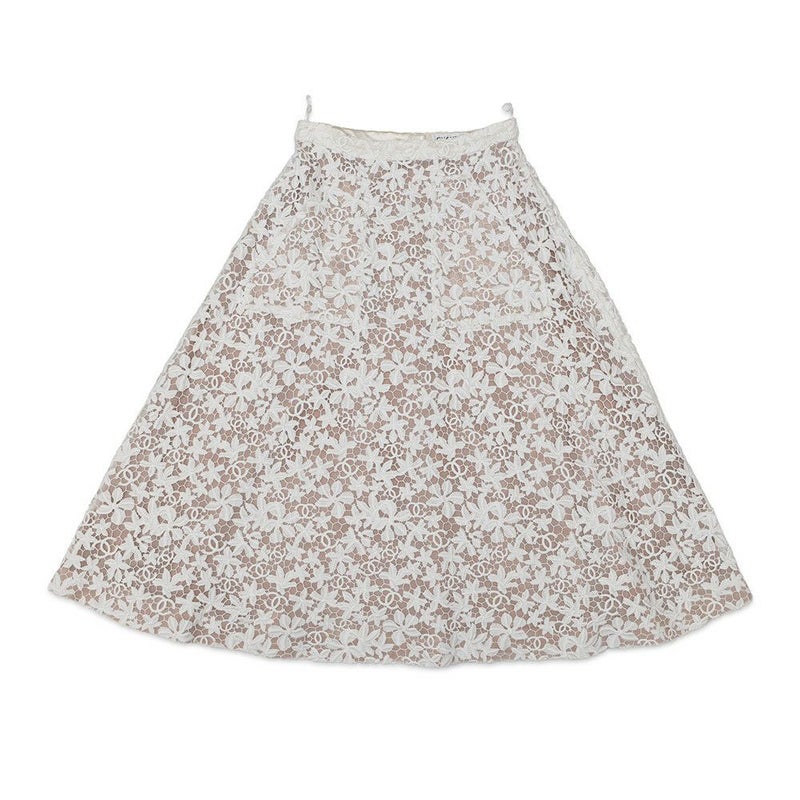 シャネル スカート ココマーク レース ロングスカート コットン レディースサイズ36 P74004 CHANEL 白 ボトムス