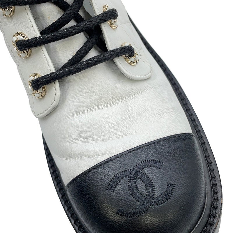 シャネル ショートブーツ マトラッセ ココマーク CHANEL19 レザー レディースサイズ36 1/2C G36424 CHANEL 靴 白 黒