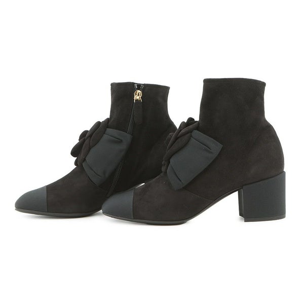 シャネル ショートブーツ カメリア ココマーク スエード レディースサイズ37C G45310 CHANEL 靴 黒