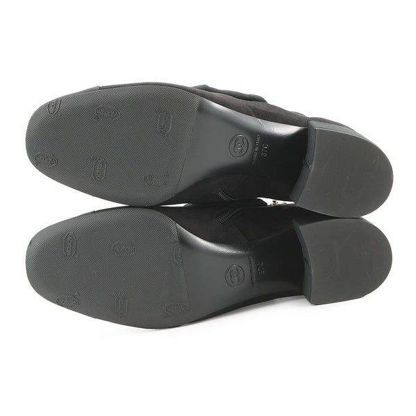 シャネル ショートブーツ カメリア ココマーク スエード レディースサイズ37C G45310 CHANEL 靴 黒