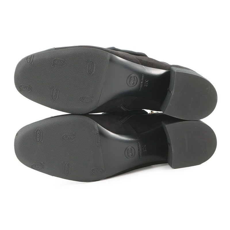 シャネル ショートブーツ カメリア ココマーク スエード レディースサイズ37C G45310 CHANEL 靴 黒