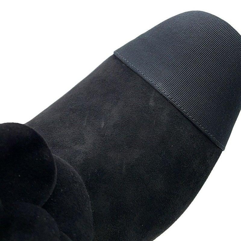 シャネル ショートブーツ カメリア ココマーク スエード レディースサイズ37C G45310 CHANEL 靴 黒