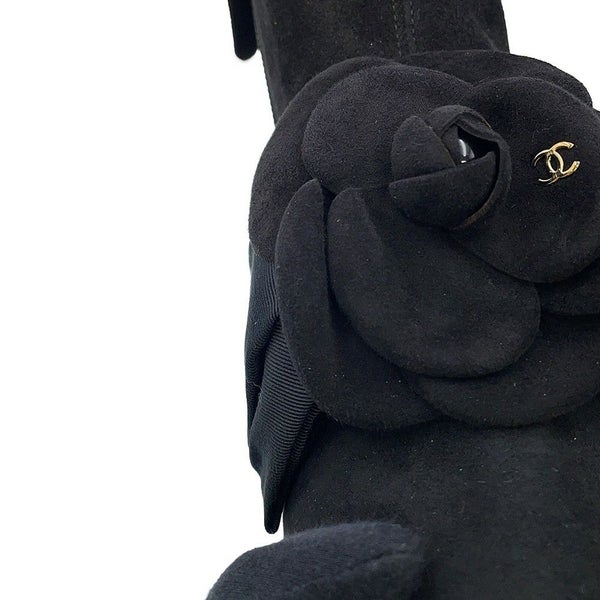 シャネル ショートブーツ カメリア ココマーク スエード レディースサイズ37C G45310 CHANEL 靴 黒
