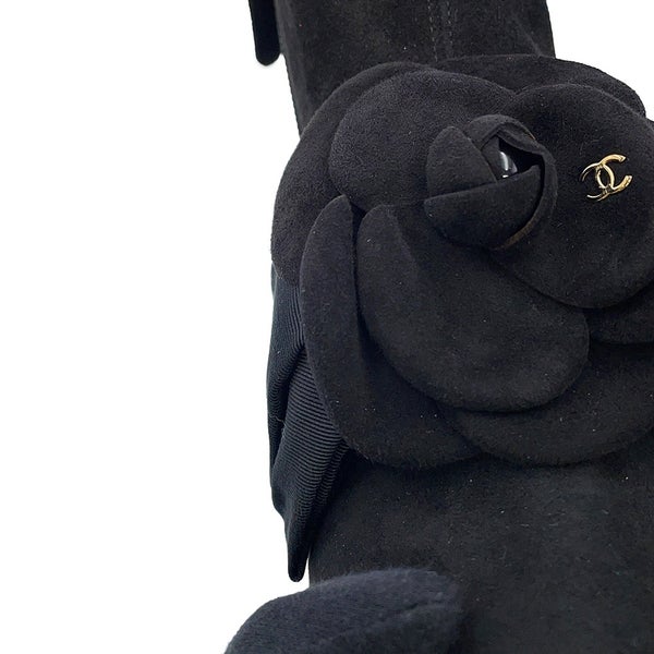 シャネル ショートブーツ カメリア ココマーク スエード レディースサイズ37C G45310 CHANEL 靴 黒