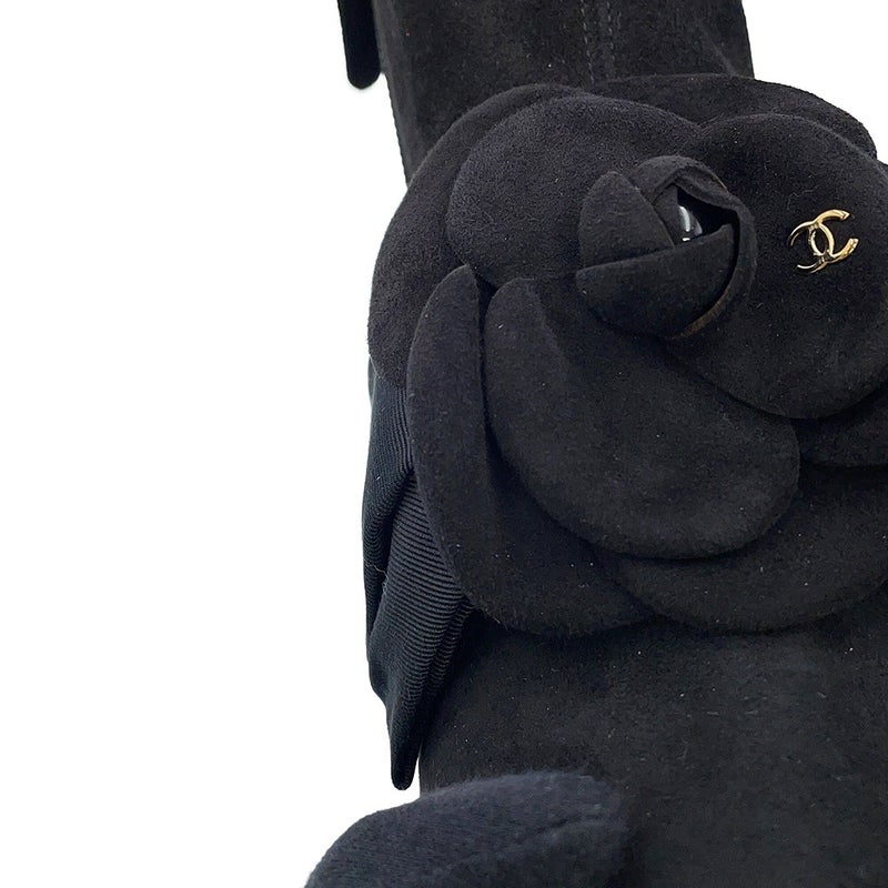 シャネル ショートブーツ カメリア ココマーク スエード レディースサイズ37C G45310 CHANEL 靴 黒