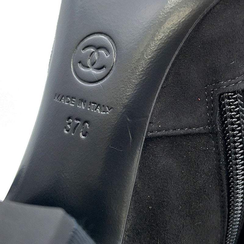 シャネル ショートブーツ カメリア ココマーク スエード レディースサイズ37C G45310 CHANEL 靴 黒