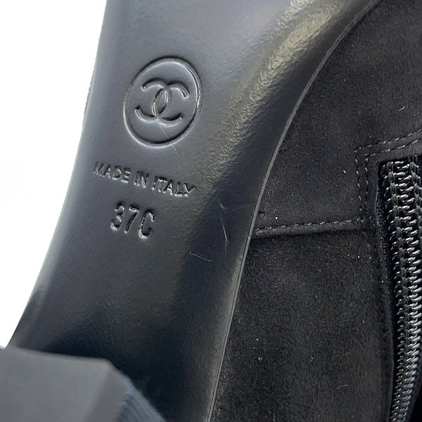 シャネル ショートブーツ カメリア ココマーク スエード レディースサイズ37C G45310 CHANEL 靴 黒