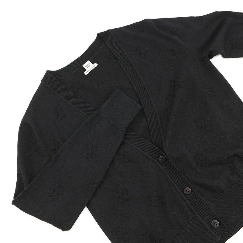 エルメス カーディガン Hリフト シルク コットン レディースサイズ36 HERMES 黒