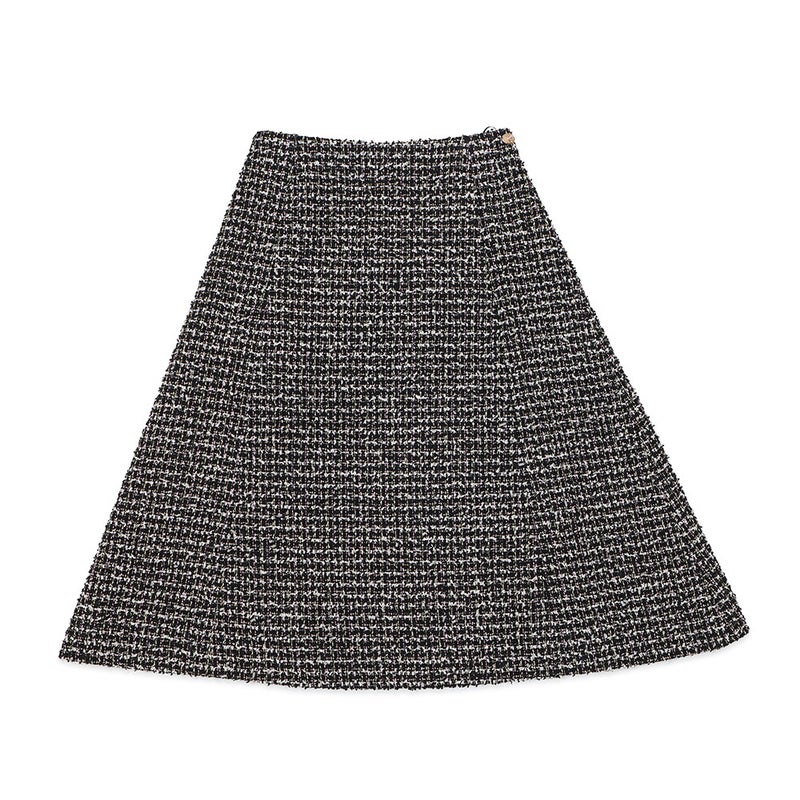 シャネル スカート ココマーク メティエ・ダール ツイード レディースサイズ34 P71123 CHANEL 黒