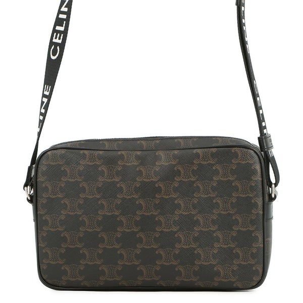 セリーヌ ショルダーバッグ トリオンフ ホリゾンタル ミディアム メッセンジャーバッグ PVC/レザー 197202 CELINE 黒