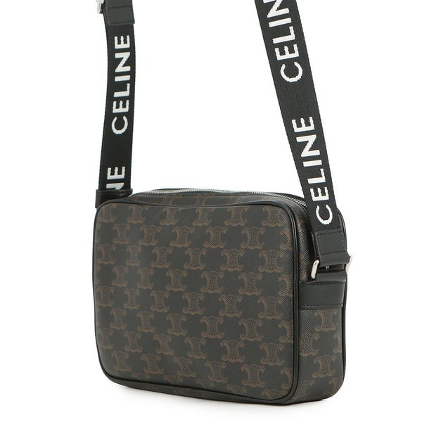 セリーヌ ショルダーバッグ トリオンフ ホリゾンタル ミディアム メッセンジャーバッグ PVC/レザー 197202 CELINE 黒