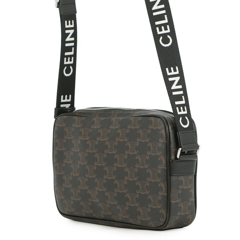 セリーヌ ショルダーバッグ トリオンフ ホリゾンタル ミディアム メッセンジャーバッグ PVC/レザー 197202 CELINE 黒