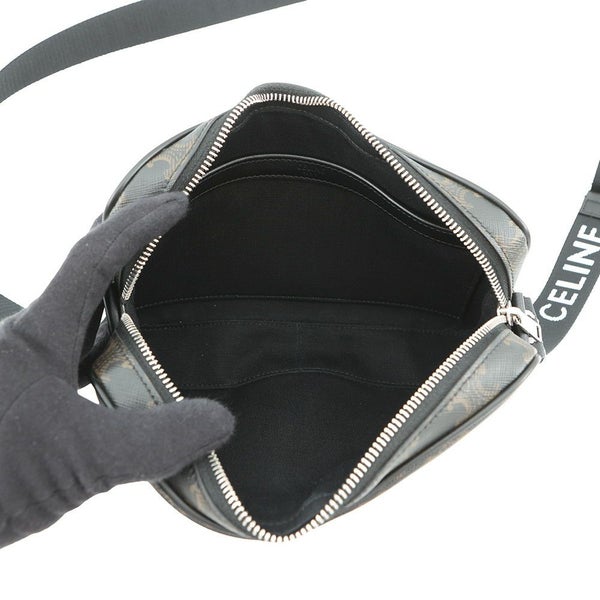 セリーヌ ショルダーバッグ トリオンフ ホリゾンタル ミディアム メッセンジャーバッグ PVC/レザー 197202 CELINE 黒