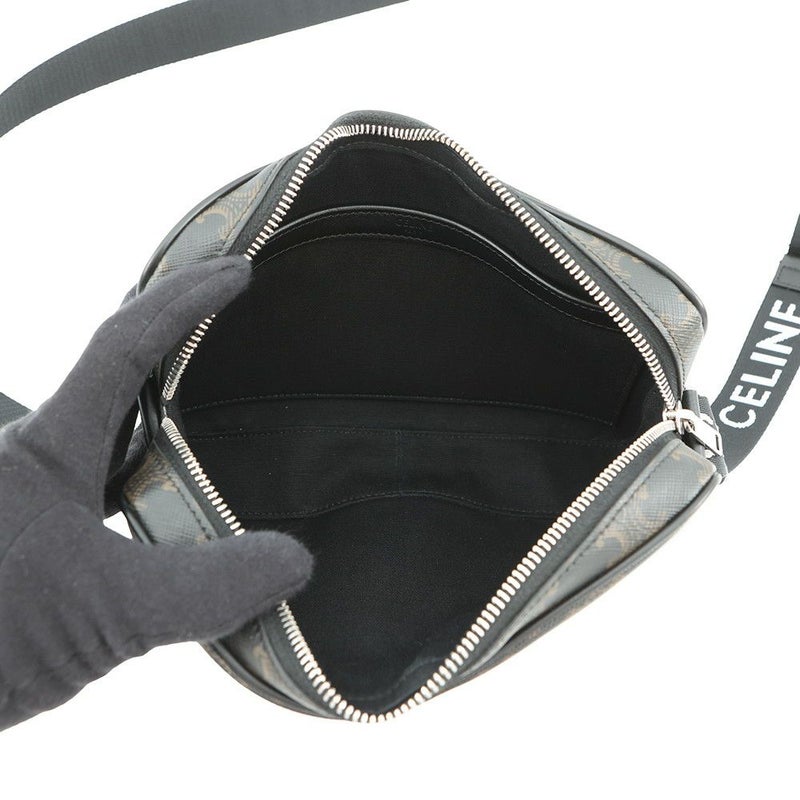 セリーヌ ショルダーバッグ トリオンフ ホリゾンタル ミディアム メッセンジャーバッグ PVC/レザー 197202 CELINE 黒