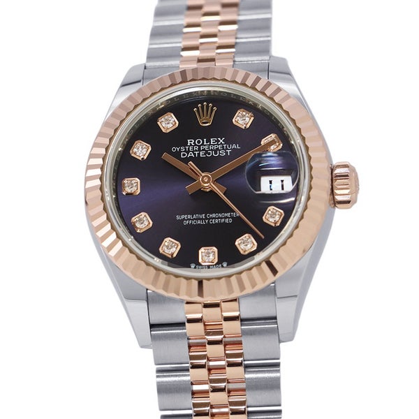 ロレックス レディ デイトジャスト SS/K18PG 279171G オーベルジーヌ文字盤 10PD