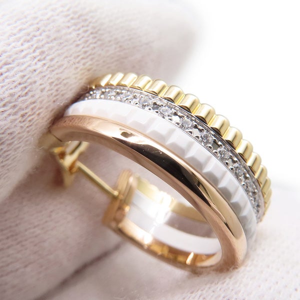 ブシュロン ピアス キャトル ホワイト フープ イヤリング ダイヤ 50P 計0.36ct K18YG/K18PG/K18WG/ホワイトセラミック JCO01469