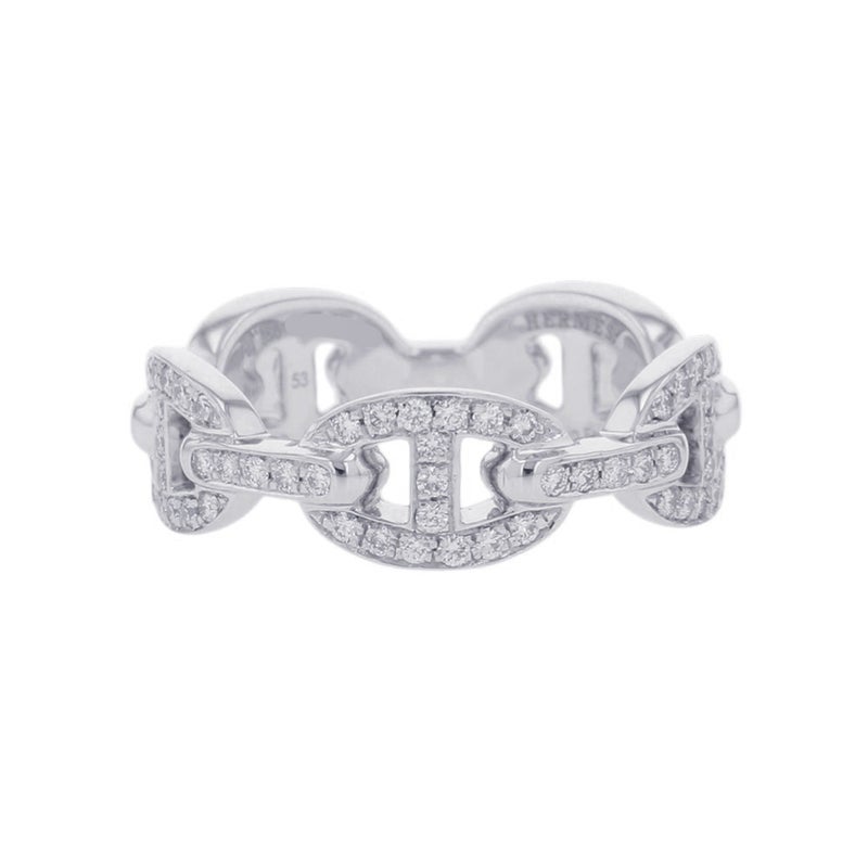 エルメス リング シェーヌ・ダンクル・アンシェネ PM ダイヤモンド100P 計0.54ct K18WGホワイトゴールド サイズ53 HERMES 指輪