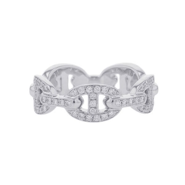 エルメス リング シェーヌ・ダンクル・アンシェネ PM ダイヤモンド100P 計0.54ct K18WGホワイトゴールド サイズ53 HERMES 指輪