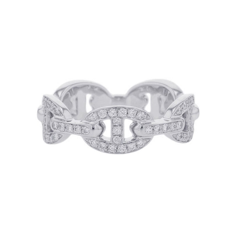 エルメス リング シェーヌ・ダンクル・アンシェネ PM ダイヤモンド100P 計0.54ct K18WGホワイトゴールド サイズ53 HERMES 指輪