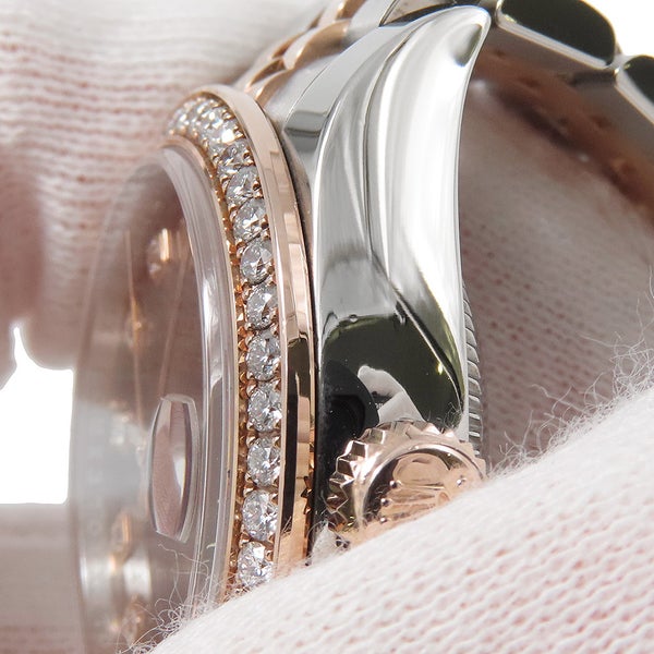 ロレックス レディ デイトジャスト SS/K18PG ダイヤベゼル 279381RBR チョコレート文字盤 10Pダイヤ