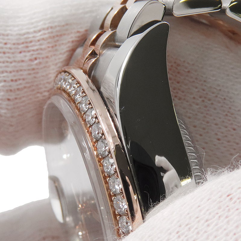 ロレックス レディ デイトジャスト SS/K18PG ダイヤベゼル 279381RBR チョコレート文字盤 10Pダイヤ