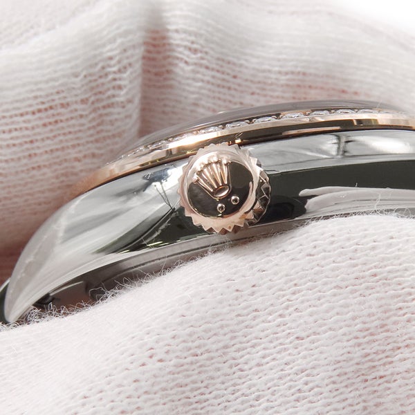 ロレックス レディ デイトジャスト SS/K18PG ダイヤベゼル 279381RBR チョコレート文字盤 10Pダイヤ