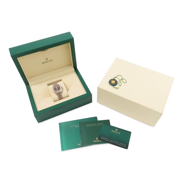 ロレックス レディ デイトジャスト SS/K18PG ダイヤベゼル 279381RBR チョコレート文字盤 10Pダイヤ