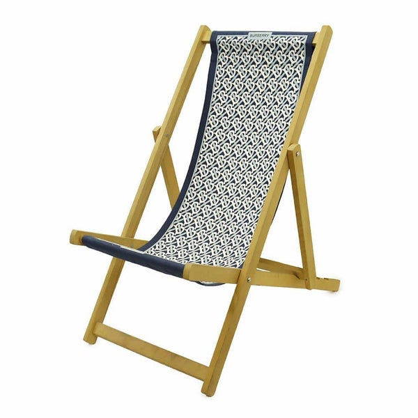バーバリー デッキチェア TBモノグラム 折りたたみ ビーチ ウッド コットン 椅子 BURBERRY