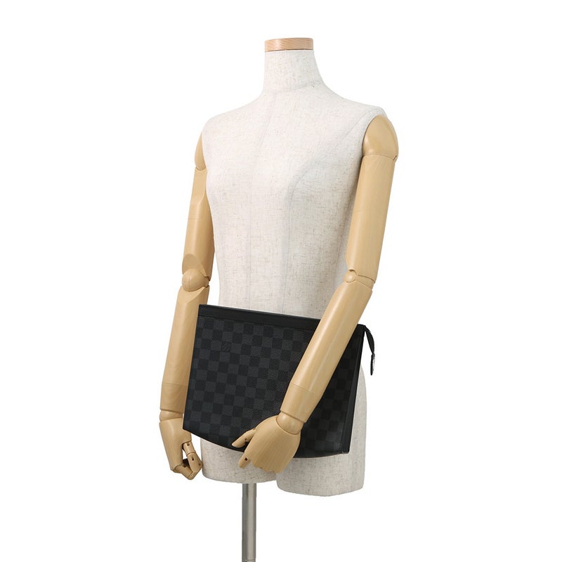 ルイヴィトン クラッチバッグ ダミエ・グラフィット ポシェット･ヴォワヤージュ N41696 メンズ 黒 ブラック