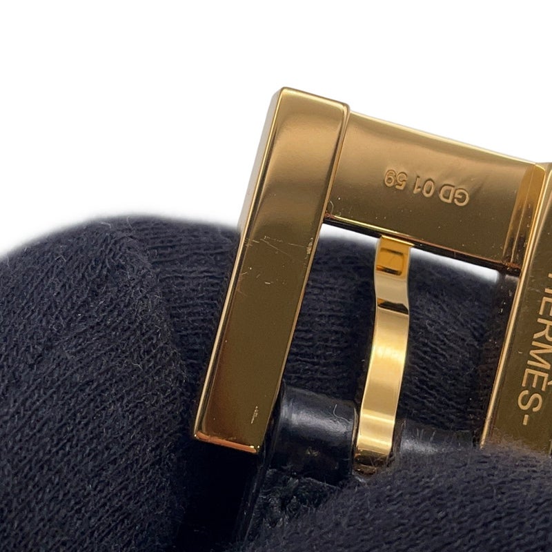 エルメス べルト ラッキー 15 ブラック/ゴールド金具 ポロサスマット Y刻印 サイズ75 黒