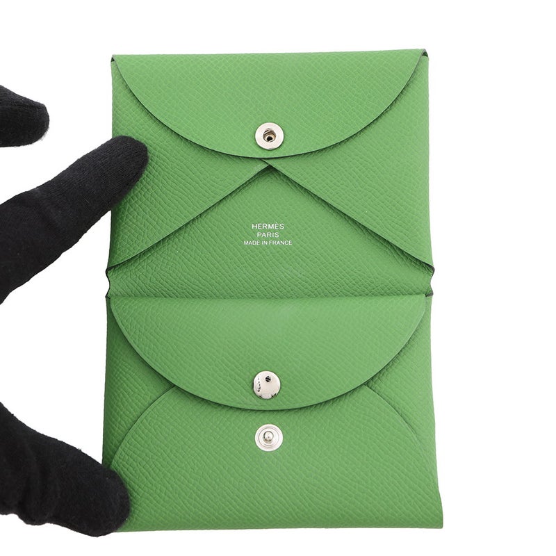 エルメス コインケース カルヴィ デュオ ヴェールユッカ/シルバー金具 エプソン B刻印 財布