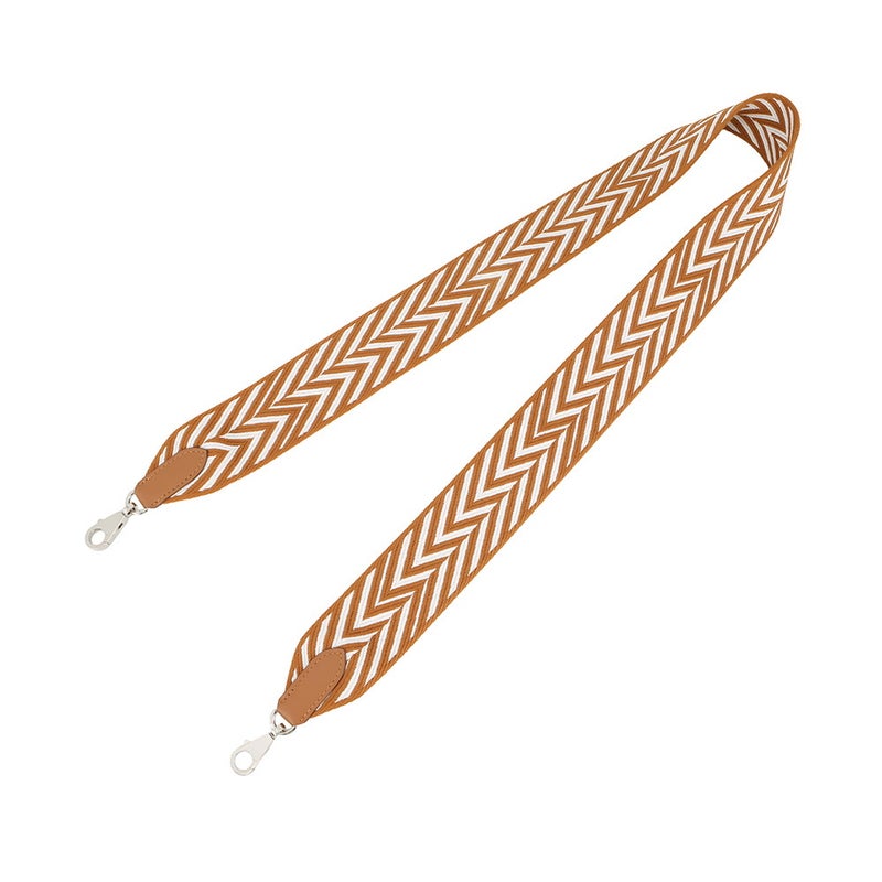 エルメス ショルダーストラップ バンドリエール サングル ジグザグ エクリュ/ゴールド/シルバー金具 キャンバス/スイフト W刻印