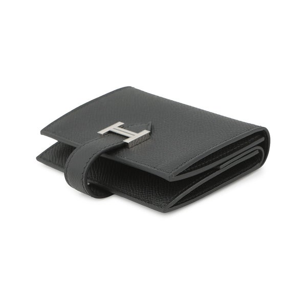 エルメス カードケース ベアン ミニ 小銭入れ付き ブラック/シルバー金具 エプソン B刻印 黒