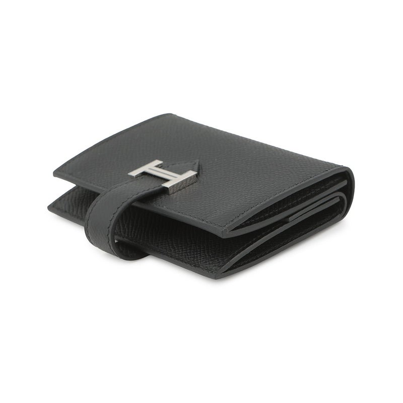 エルメス カードケース ベアン ミニ 小銭入れ付き ブラック/シルバー金具 エプソン B刻印 黒