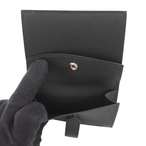 エルメス カードケース ベアン ミニ 小銭入れ付き ブラック/シルバー金具 エプソン B刻印 黒