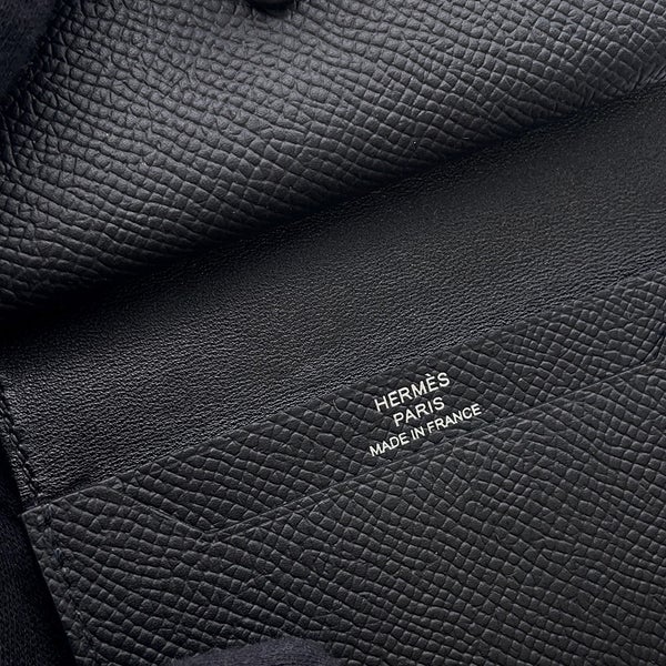 エルメス カードケース ベアン ミニ 小銭入れ付き ブラック/シルバー金具 エプソン B刻印 黒