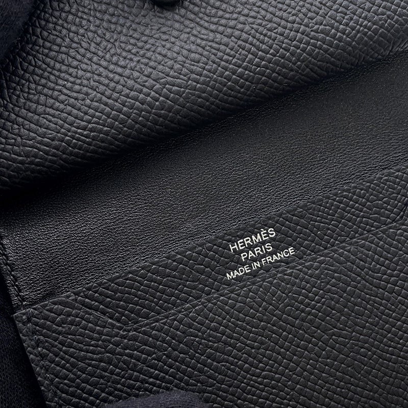 エルメス カードケース ベアン ミニ 小銭入れ付き ブラック/シルバー金具 エプソン B刻印 黒