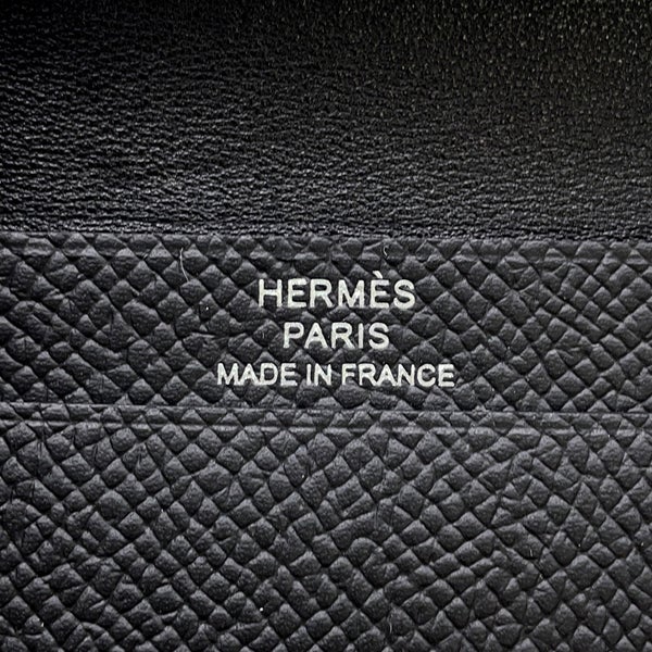 エルメス カードケース ベアン ミニ 小銭入れ付き ブラック/シルバー金具 エプソン B刻印 黒