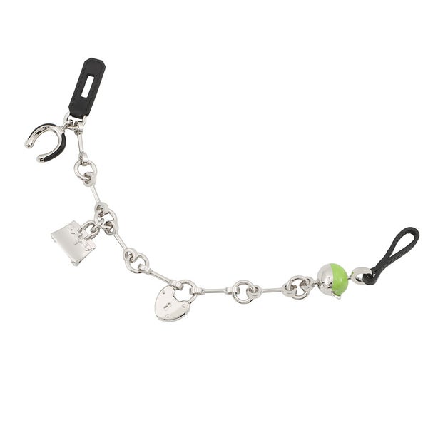 エルメス バッグチャーム ビジュー・ドゥ・バッグチャーム ブラック/グラニ/シルバー金具 メタル/ボックスカーフ 黒