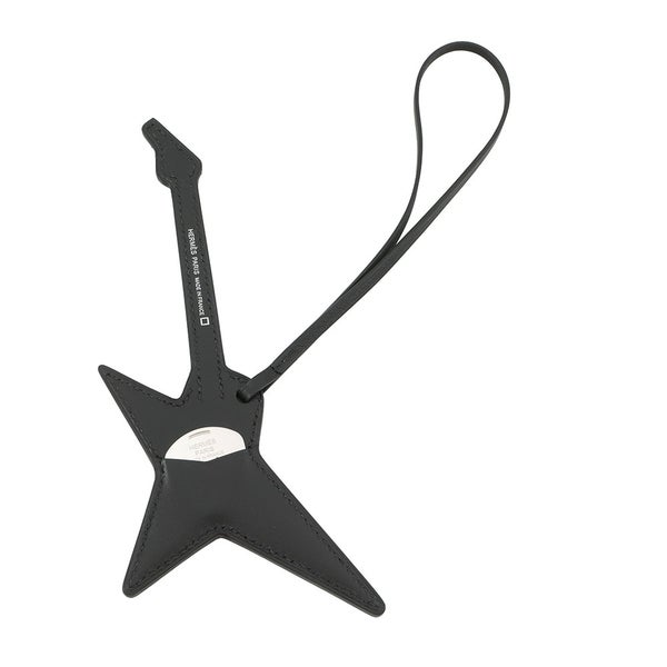 エルメス ロックチャーム ブラック/シルバー金具 ボックスカーフ/アリゲーターシャイン B刻印 黒