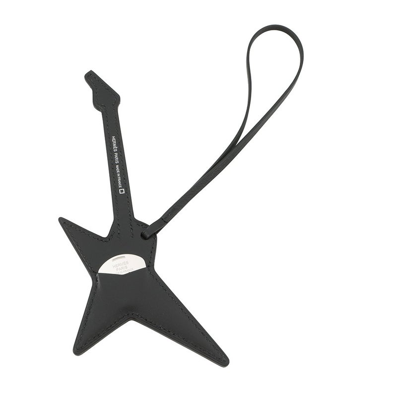 エルメス ロックチャーム ブラック/シルバー金具 ボックスカーフ/アリゲーターシャイン B刻印 黒