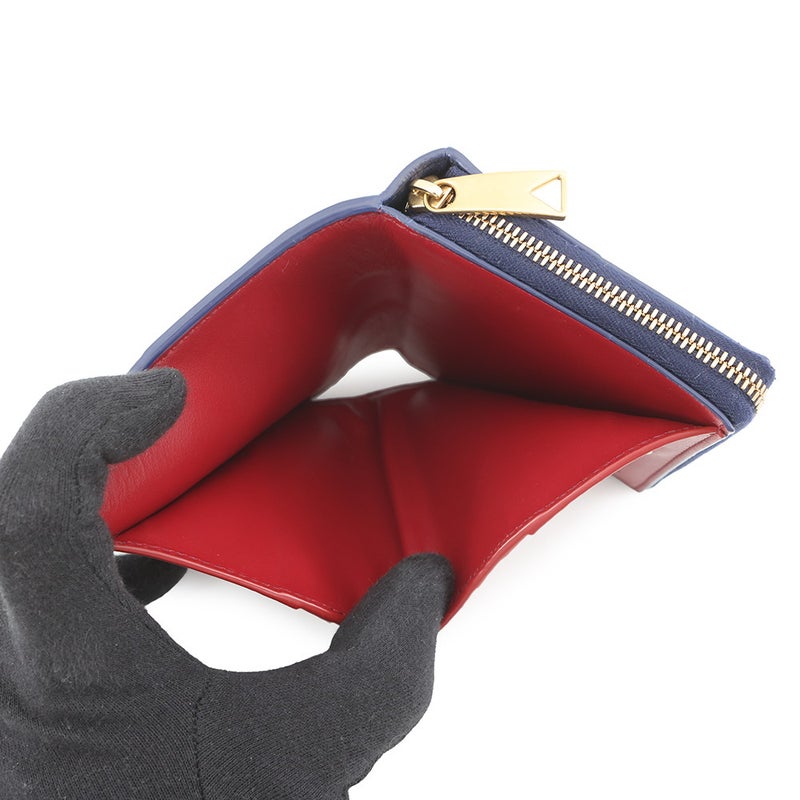 ボッテガヴェネタ 二つ折り財布 マキシイントレチャート カセット スモール ウォレット BOTTEGA VENETA バイカラー