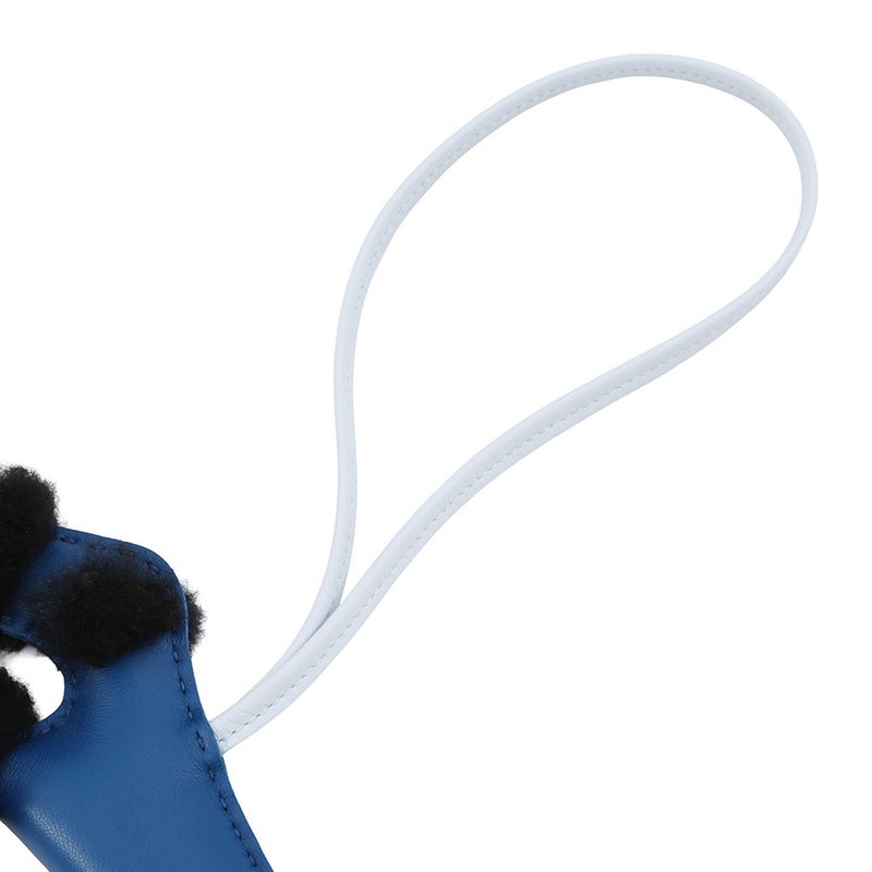 エルメス バッグチャーム バディ ブルーフランス/ブラック/ブリューブリュム ラムスキン/ムートン W刻印