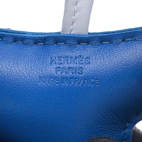 エルメス バッグチャーム バディ ブルーフランス/ブラック/ブリューブリュム ラムスキン/ムートン W刻印