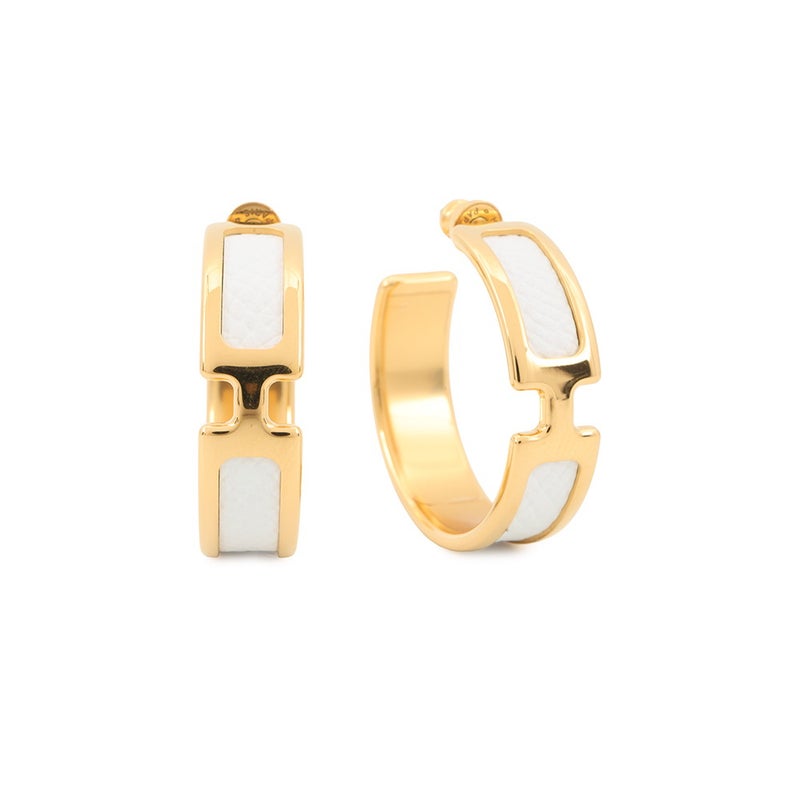 エルメス ピアス オランプ ホワイト/ゴールド金具 エプソン HERMES アクセサリー 白